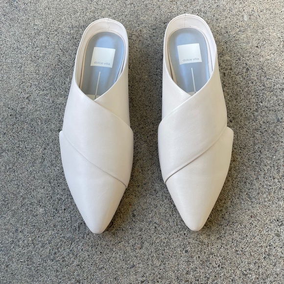Dolce Vita Ivory Criss Cross Leather Mules - Picture 3 of 12